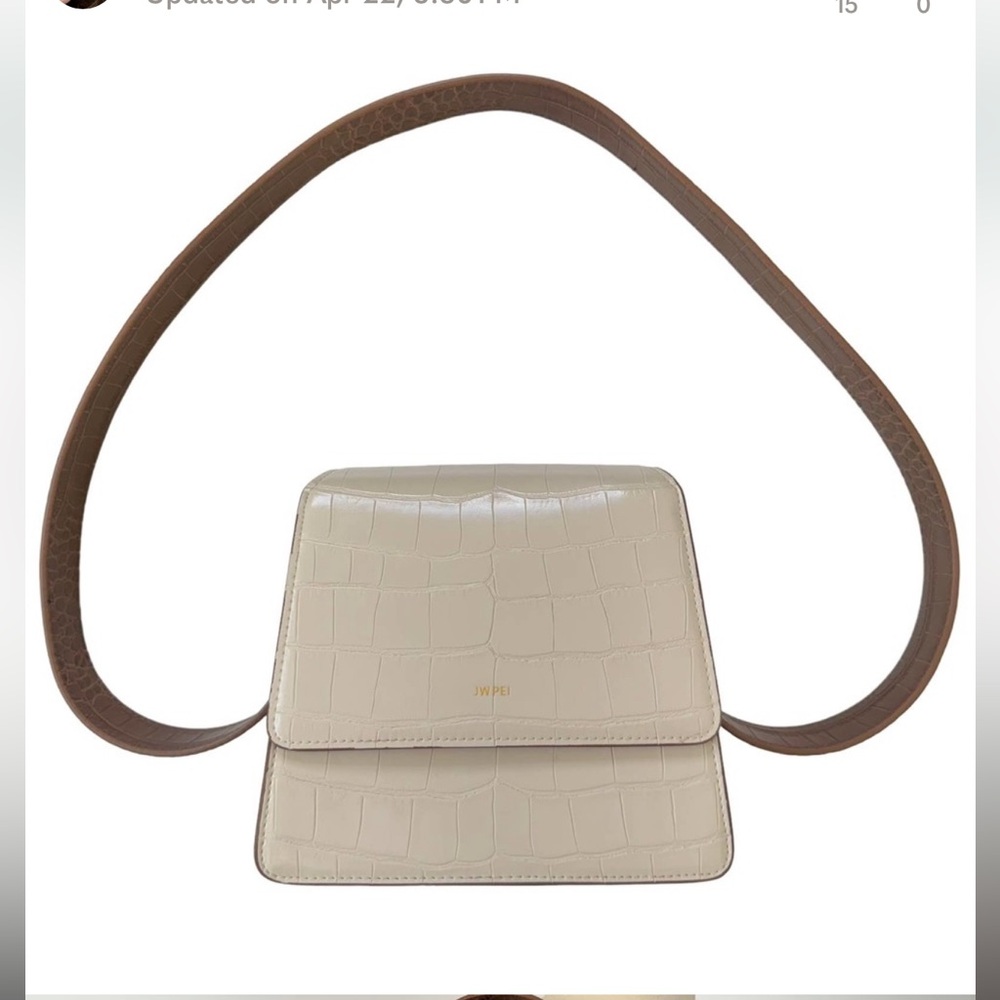 JW PEI Fae Crossbody Bag Beige and Brown Croc Embossed